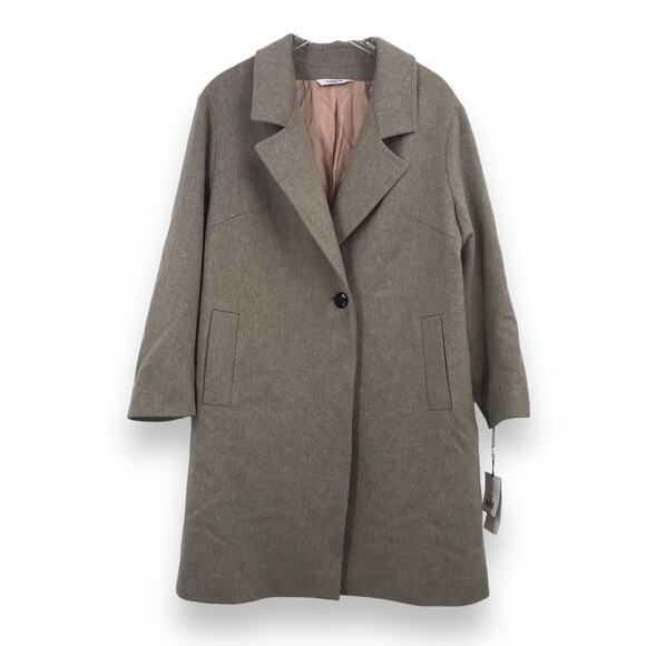 Fleurette Women's One-button Wool Coat Blazer 14 Notched Lapel Pocket Oatmeal